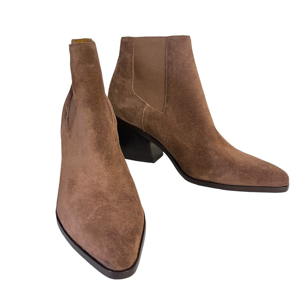 Rag and Bone Brown Suede Leather Pointed Block Heel Chelsea Ankle Boots 40 New